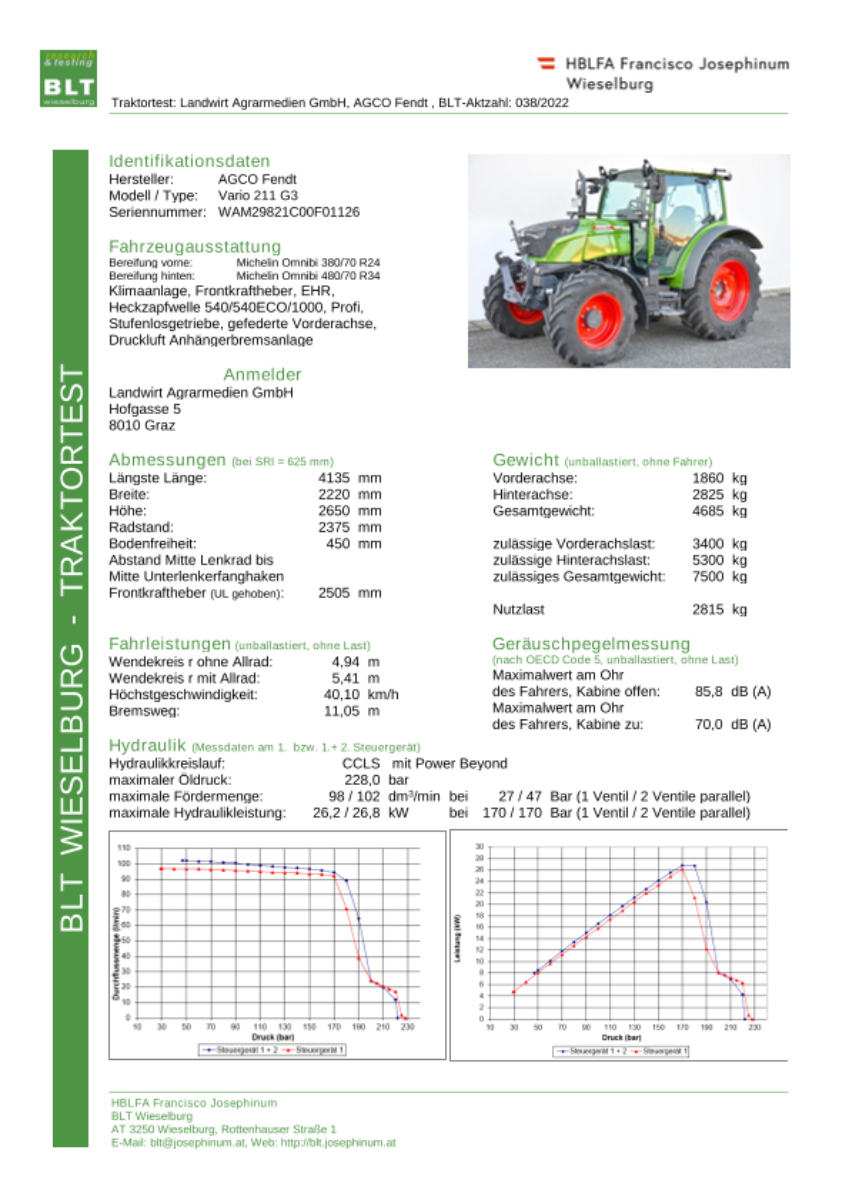 Datenblatt Traktor AGCO Fendt Vario 211 G3