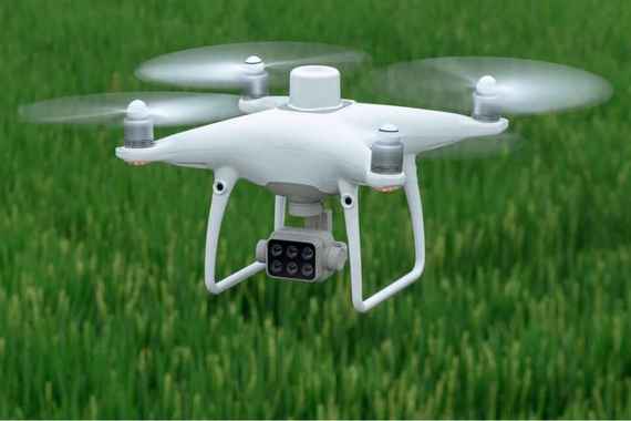 Drones with multispectral cameras in the meadow