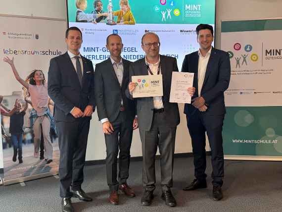 von links nach rechts Bildungsdirektor Karl Fritthum, Karl Hempt (Geschäftsführer Würth Österreich), AV Christian Zahler, Marin Skelo (Industriellenvereinigung)