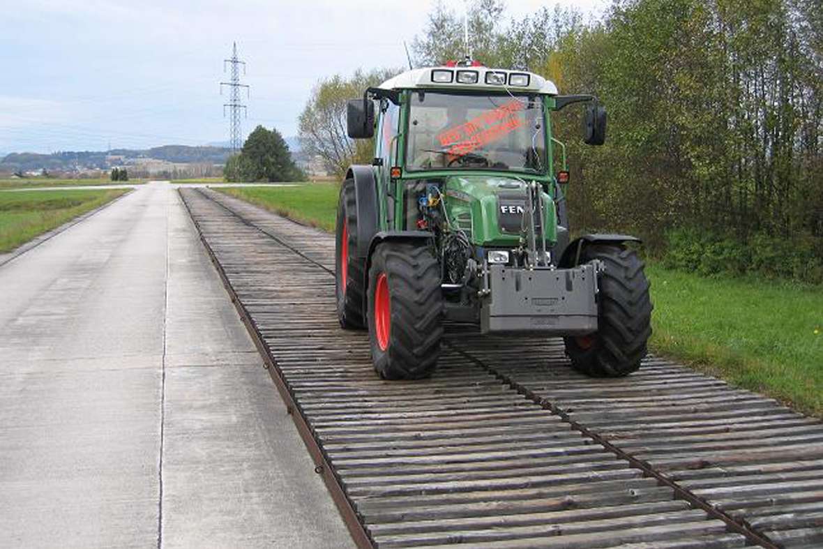 Tractor on the Bumpy track for vibration measurements