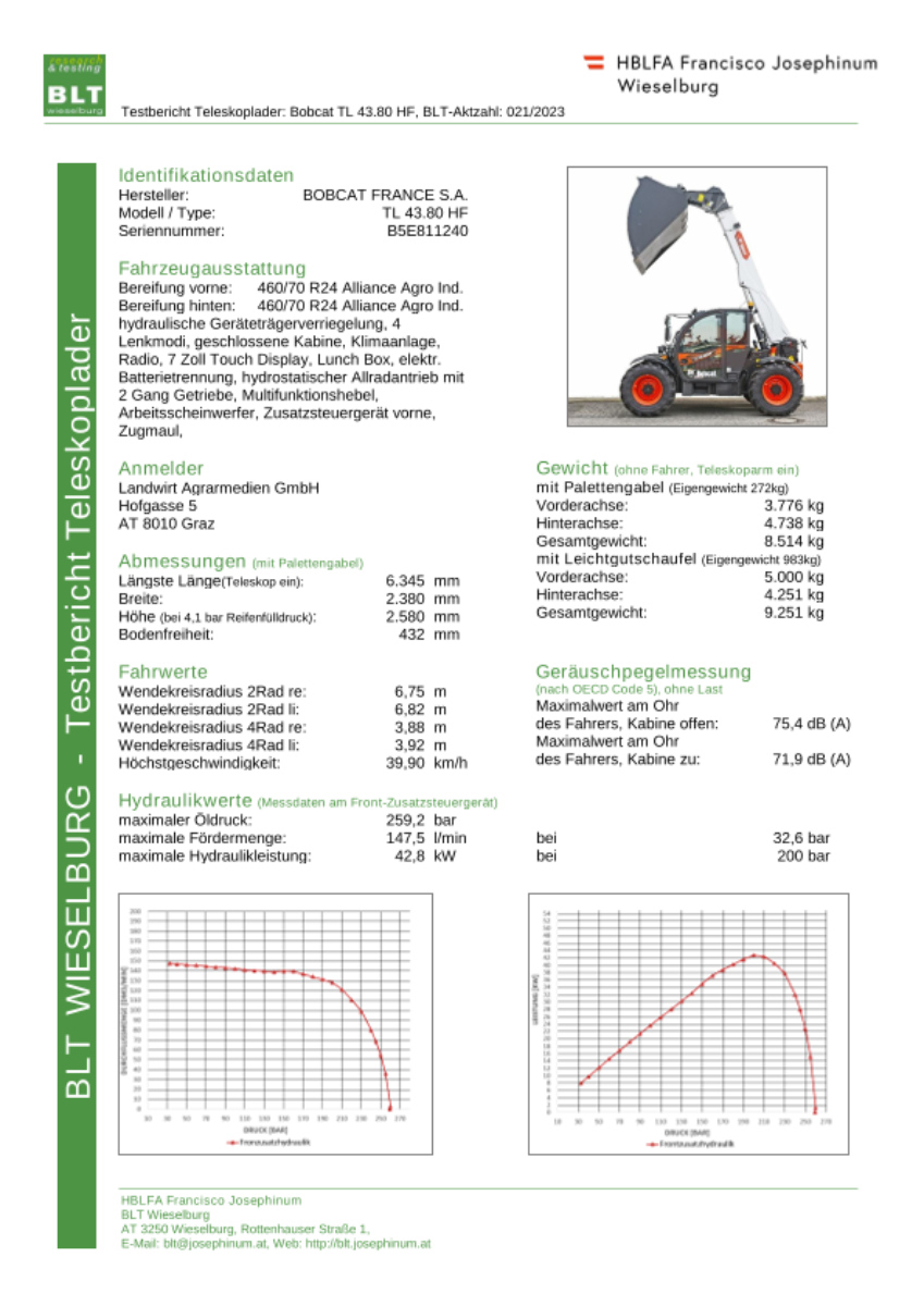 Datenblatt Hoflader Bobcat TL 43.80 HF