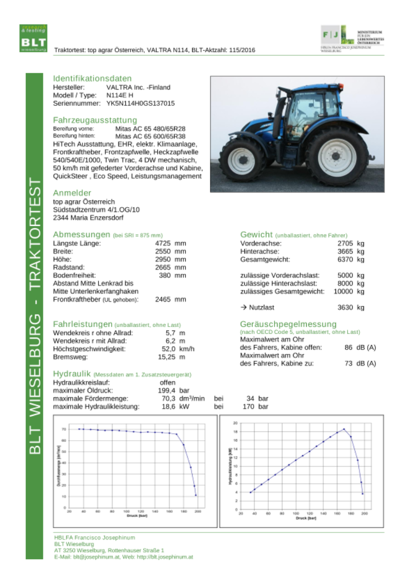 Datenblatt Traktor VALTRA N114E H