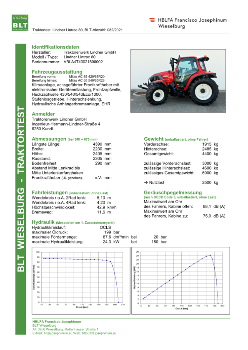 Datenblatt Traktor Lindner Lintrac 80