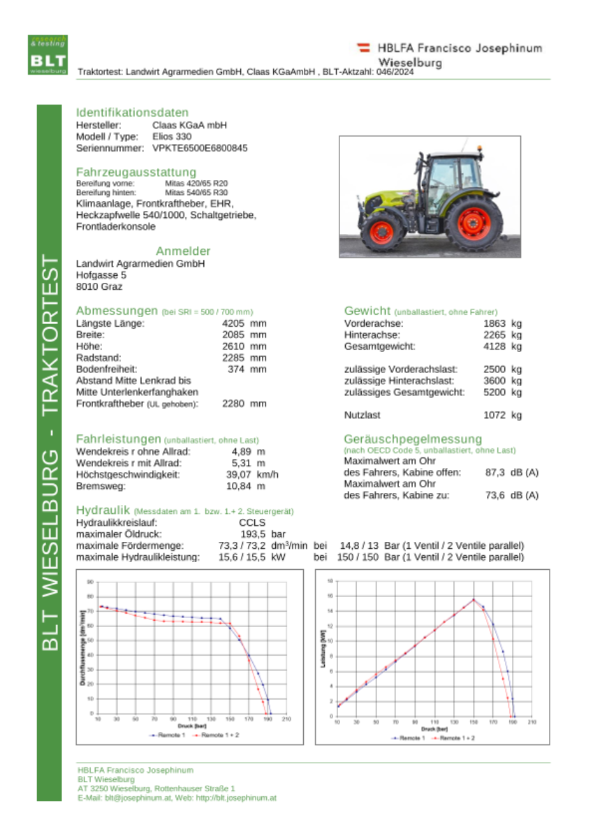 Datenblatt Claas Elios 330