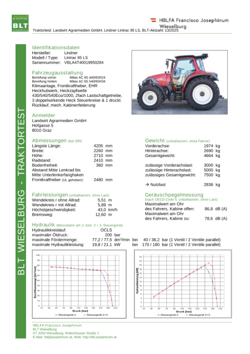 Datenblatt Traktor Lindner Lintrax 95 LS