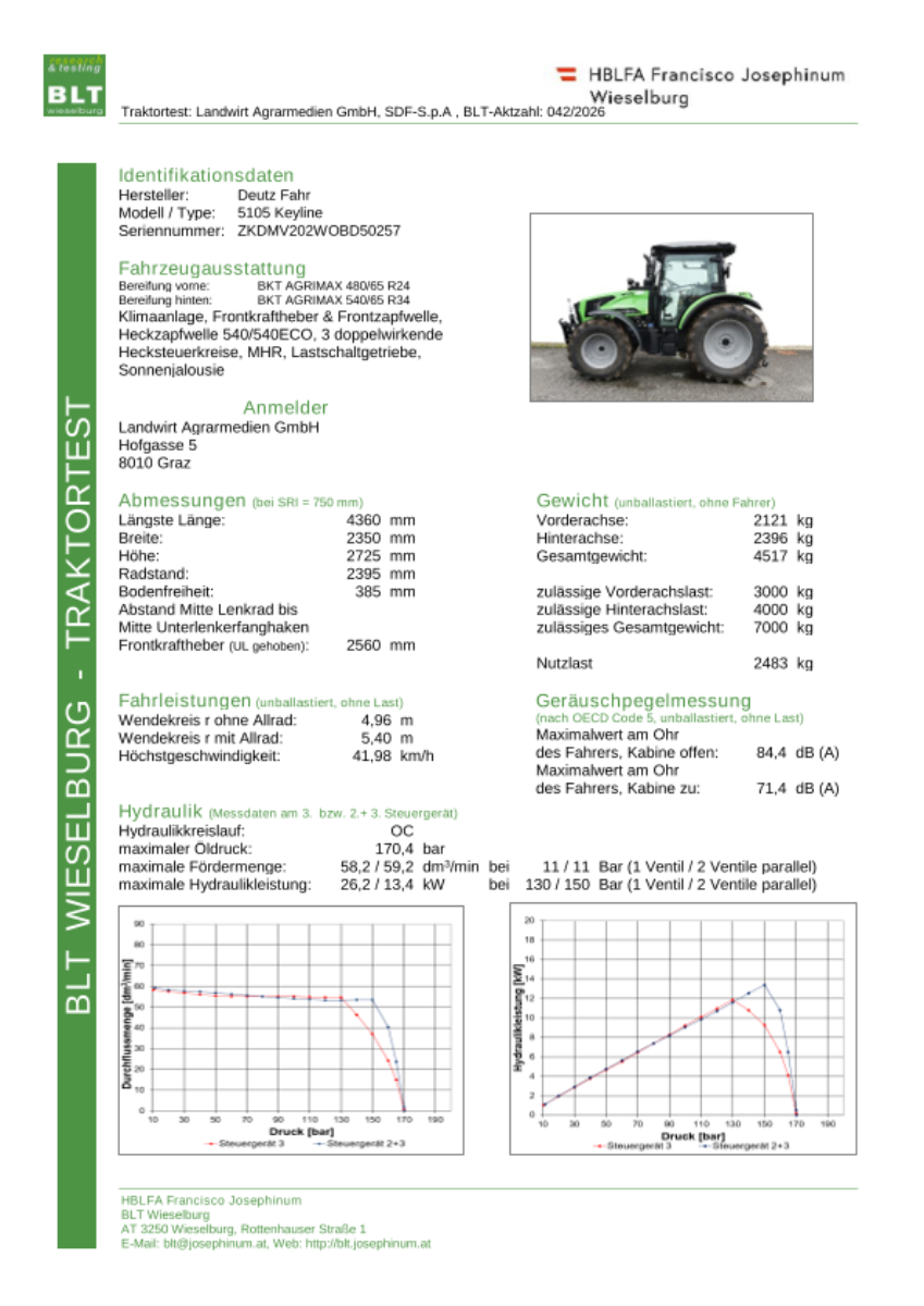 Datenblatt Traktor Deutz Fahr 5105 Keyline