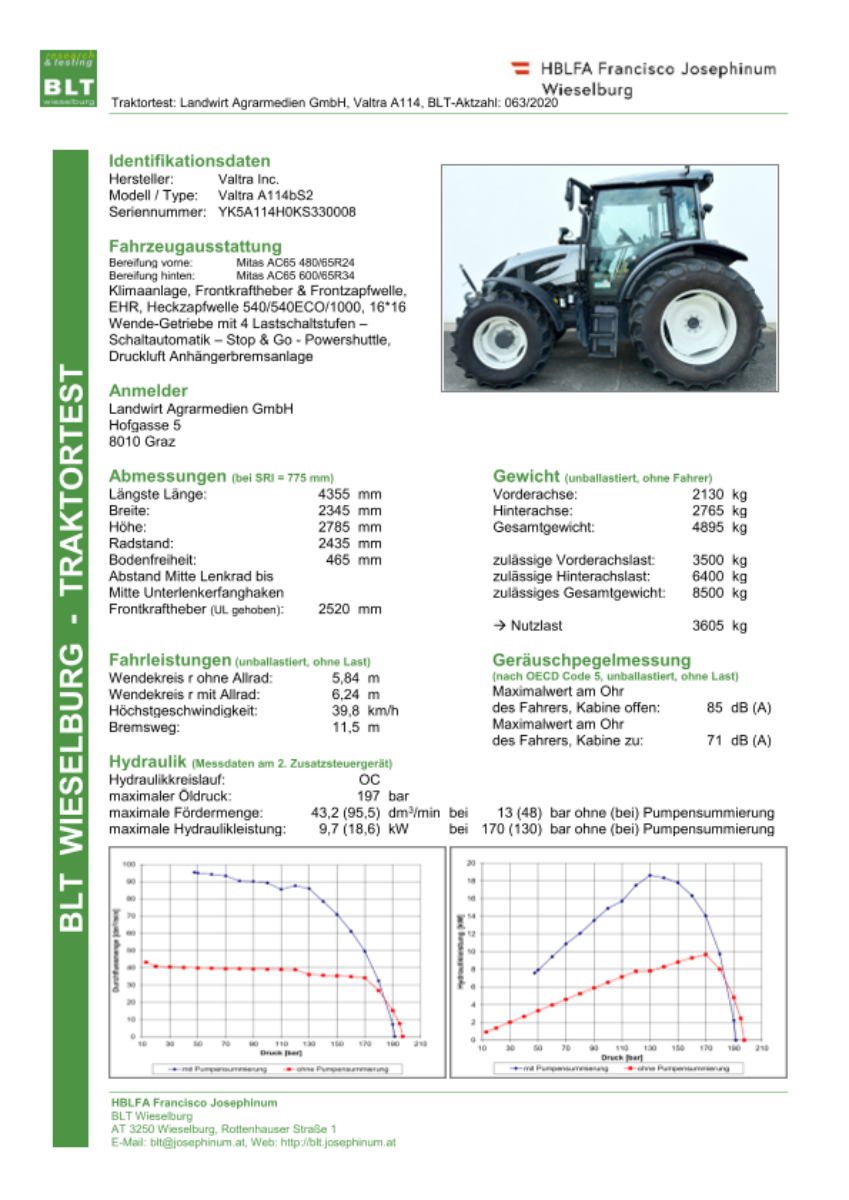 Datenblatt Traktor Valtra A114bS2
